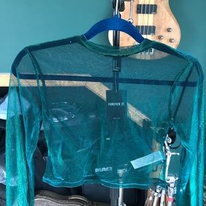Mermaid shimmer see-through long sleeve top